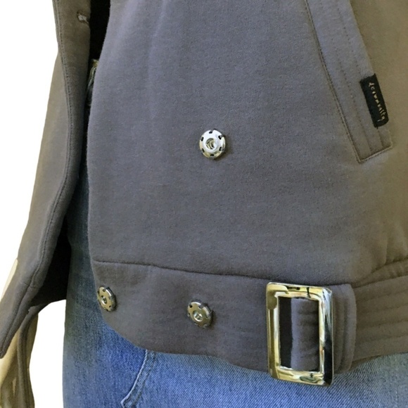 ARITZIA Community Asymmetrical Button Down Buckled Moto Bomber Jacket Mauve - Picture 11 of 16